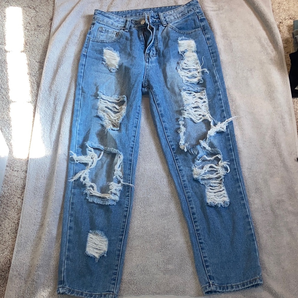 Distressed Blue Women's Jeans SHIEN good quality size xs
